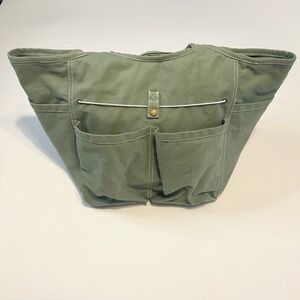 Restoration Hardware Canvas Tote Bag Green Multi-Pocket Utility Organizer